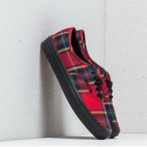Vans Plaid Tartan Tie Up Skateboard Shoes - Picture 2 of 13